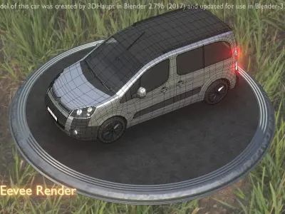 City Car 77 Utility Vehicles Van Type-D Silver Low-poly 3D model