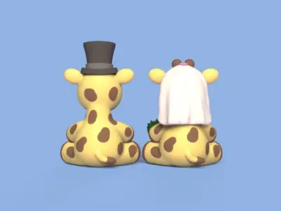 Giraffe Wedding Topper 3D print model