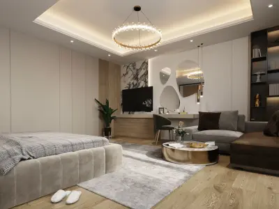 Luxury Modern Master bedroom With dressing 3D model