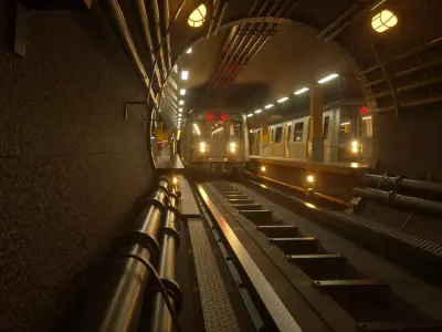 SUBWAY  CAR - TUNNEL - STATION 3D model