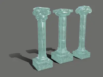Pillar Set three pillars made of glass Low-poly 3D model