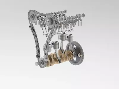 Crankshaft piston movement 3D model