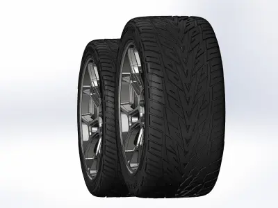 Set of wheels Am Racing GT Street 20inch for scale model 3D print model