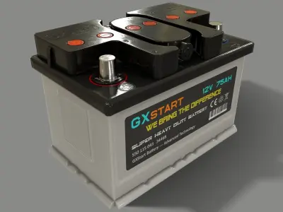 PBR Car Battery - White Low-poly 3D model