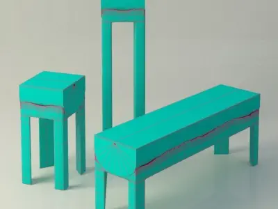 aluminum wood furniture 3D model