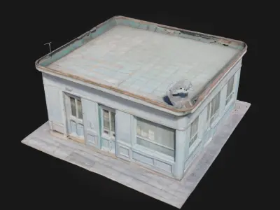 Blue Vintage Kiosk  Charming Streetside Elegance 3D model