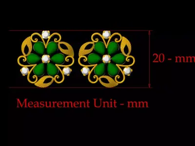 Gold Tops Earring - 0019 3D print model