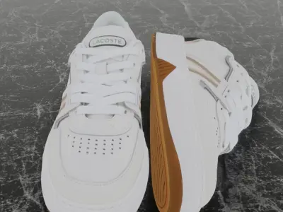 LACOSTE 3D SHOES - WHITE - BROWN Low-poly 3D model