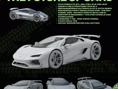 3D Printable Modern Supercar Model 3D print model