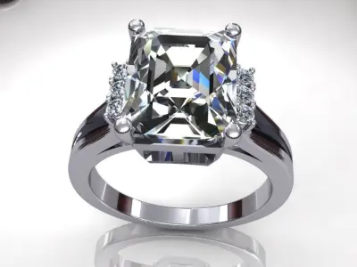 Princess Sid Stone Diamond Ring 3D print model