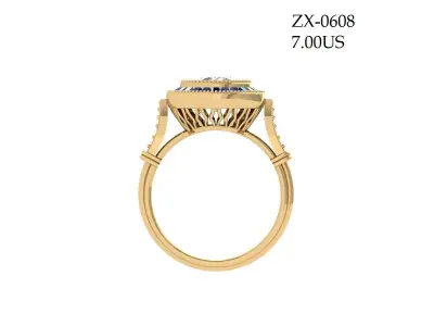 Solitaire Engagement Art Deco Ring 3D print model