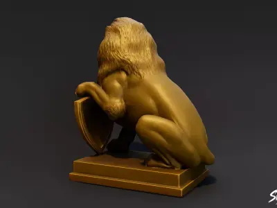 Lion Statue V6 Low-poly 3D model