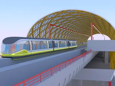 Elevated monorail station III 3D model