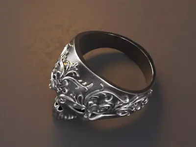 Baroque Skull Ring 3D print model