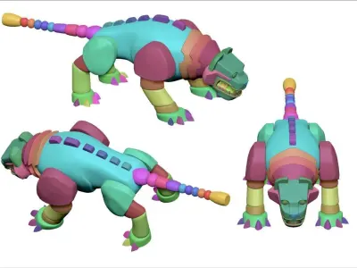 Jaguar Aztec Statue 3D model