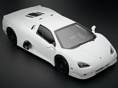 SSC Ultimate Aero 2010 Full White Paint - Interior Included Low-poly 3D model