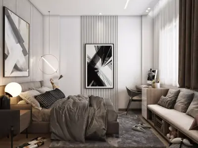 Cozy Bedroom interior scene 3D model 3D model