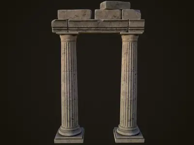 Roman Columns and bricks Low-poly 3D model
