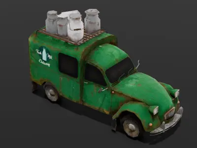 Rusted Milk Tanker 3D Model Low-poly 3D model