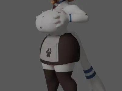 Kurimi female cat Low-poly 3D model