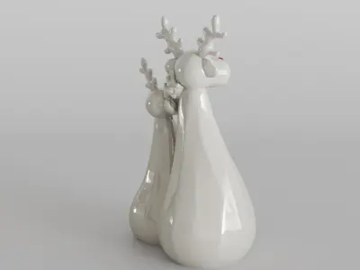 Charming Minimalist Reindeer Couple Sculpture 3D print model