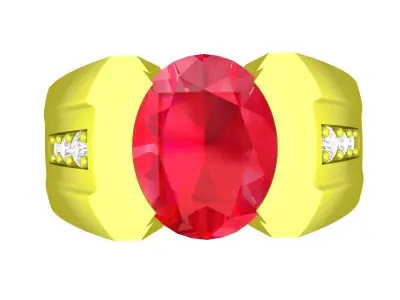Luxury Oval Gemstone Mens Ring 3D Model  4985 3D print model