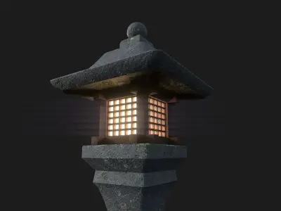 Japanese Garden Lamp Low-poly 3D model