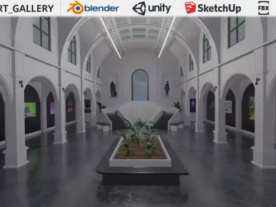 Metaverse NFT Art Gallery Low-poly 3D model