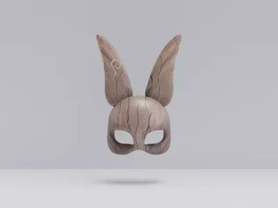 wooden bunny mask Low-poly 3D model