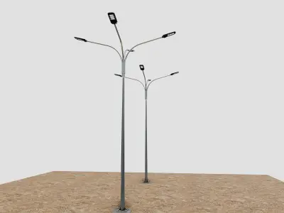 6MT LIGHTING POLE-QUADRUPLE BENDING ARM 3D model