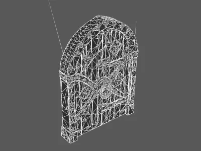 Medieval Arched Wooden Door with Iron Reinforcements 3D model