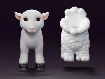 Cartoon Sheep Rigged  Low-poly 3D model