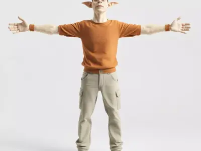 Fantasy Elf Character Model Pack with Casual Outfit Low-poly 3D model