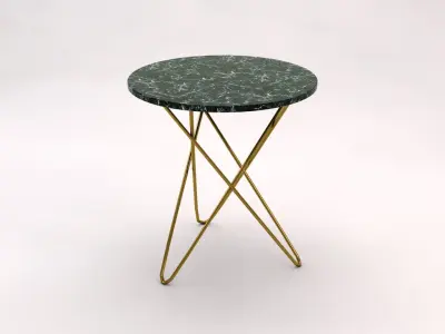 SIDE TABLE---Marble tray and brass crossed rods 3D model