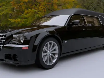 Black hearse 3D Car Low-poly 3D model