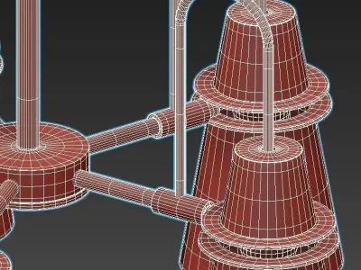 reinar-a five light chandelier gold 3D model