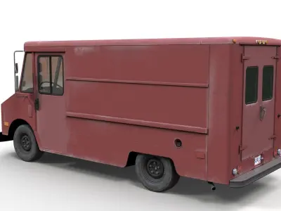Vintage industrial boxvan Low-poly 3D model