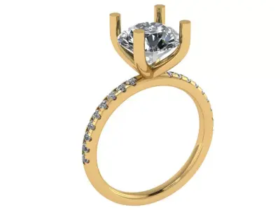 5 size single solitaire collection  half way diamond on shank  3D print model
