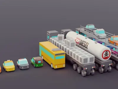 Lowpoly Vehicles 3D model