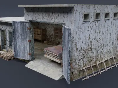 Old Garage  Low-poly 3D model