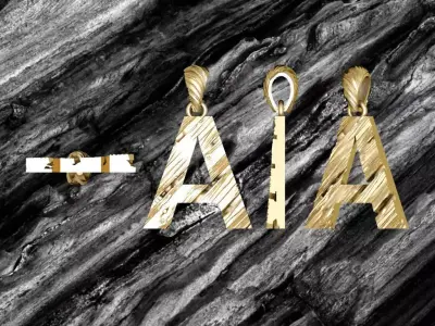 A Letter Alphabet Wooden Texture Pendant 3D Print Model 3D print model