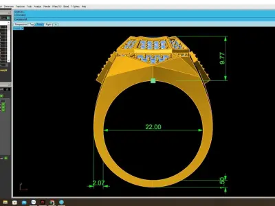 Luxury Geometric Ruby and Diamond Signet Ring for Men 4107 3D print model