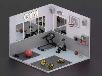 Gym interior 3D model purchase