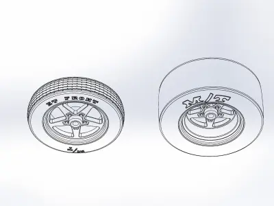Set of wheels Summit Warrior RT for scale model dragster 3D print model