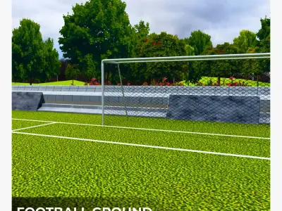 Football ground Low-poly 3D model