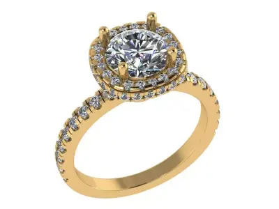 Unique halo style diamond ring 3D print model