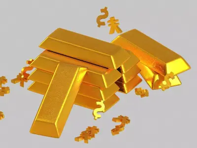 gold bar metal precious value casino scannedprices money bank  3D model