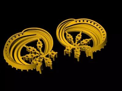 Beautiful Gold Tops Earring - 0014 3D print model