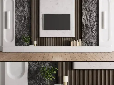 Tv Wall Set 07 Low-poly 3D model