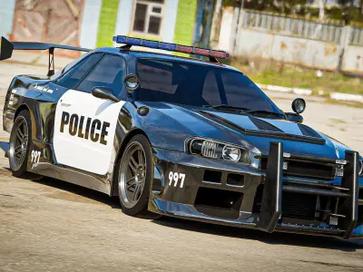 Nissan Skyline R34 Police Car 3D model
